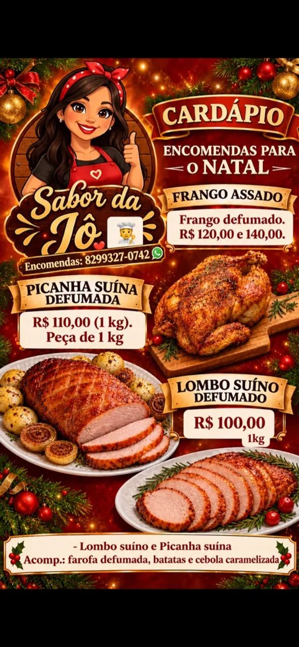Frango e Lombo defumado para ceia de Natal 