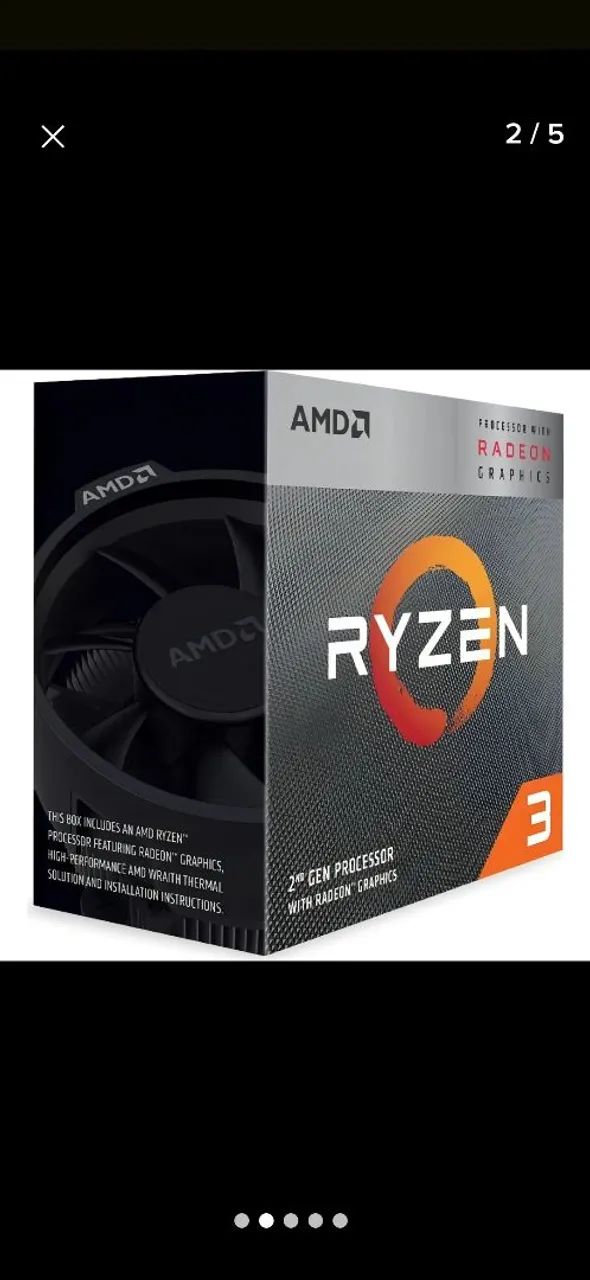 Processador GAMER Ryzen  3 200 G de 4 núcleos  4GHz de Frequência  e Gráfico integrado. 