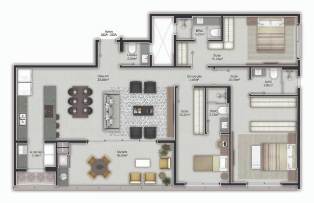 Apartamento com 3 dormitórios à venda - novo campeche - florianópolis/sc - Foto 3