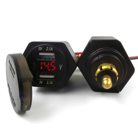 Tomada Dupla Usb Com Voltímetro Para Motos Bmw, Triumph