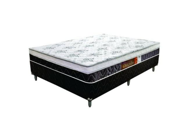 Conjunto Cama Box Queen? Colchão Ortopédico Orto Slim + Base Box ? 158x198x58