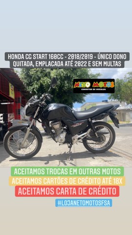 HONDA START 160CC . 2018/2019 ÚNICO DONO. ACEITO TROCAS, CARTÃO E CARTA DE CRÉDITO.