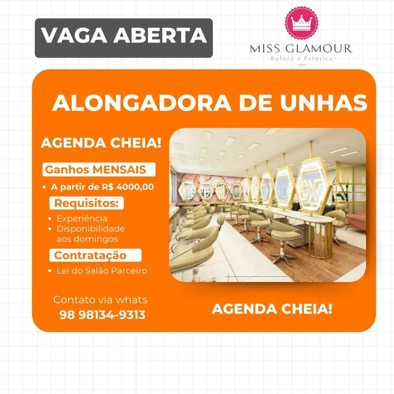 Vaga em Salão de Beleza - Nails Designer