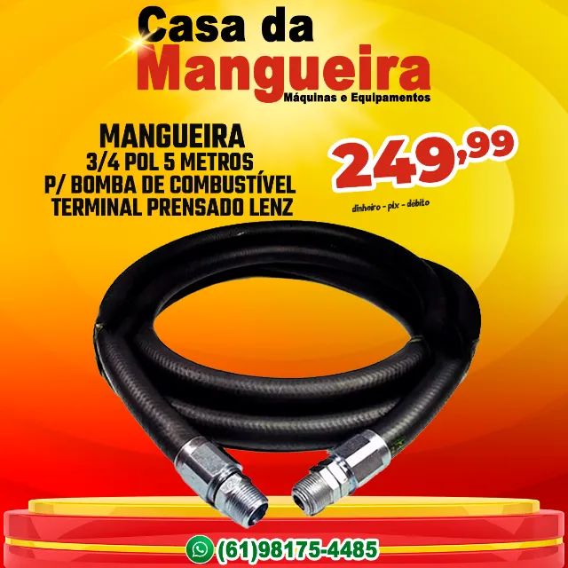 Mangueira 3/4 Pol 5 Metros Para Bomba de Combustível Terminal Prensado Lenz