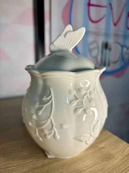 Açucareiro de Porcelana New Bone Butterfly  Flower 9,5cm x 9,5cm x 13,5cm - Foto 6