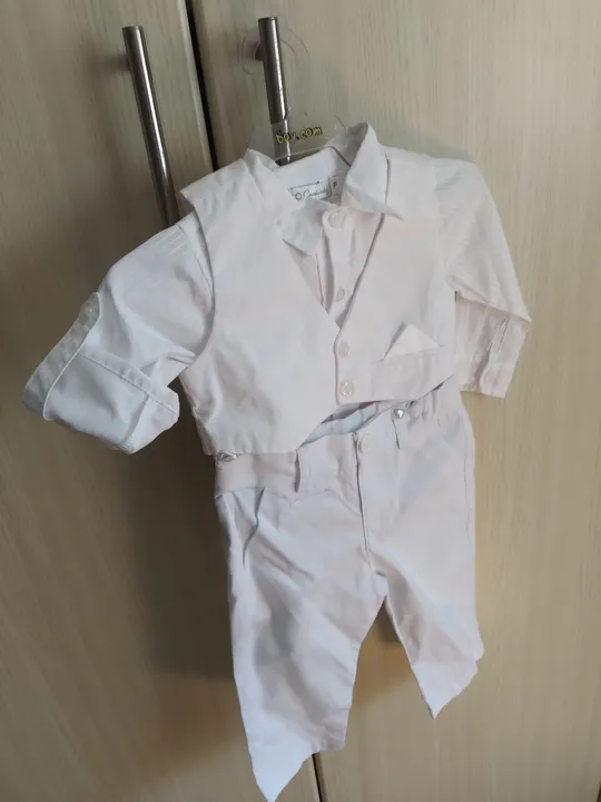 Batizado conjunto social branco para bebê