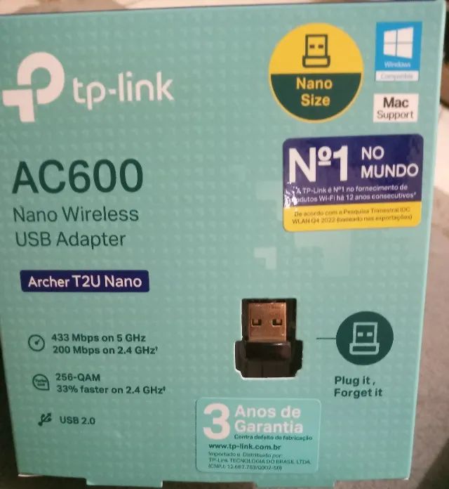 Adaptador Wireless TP-Link USB AC600 Archer T2U Nano