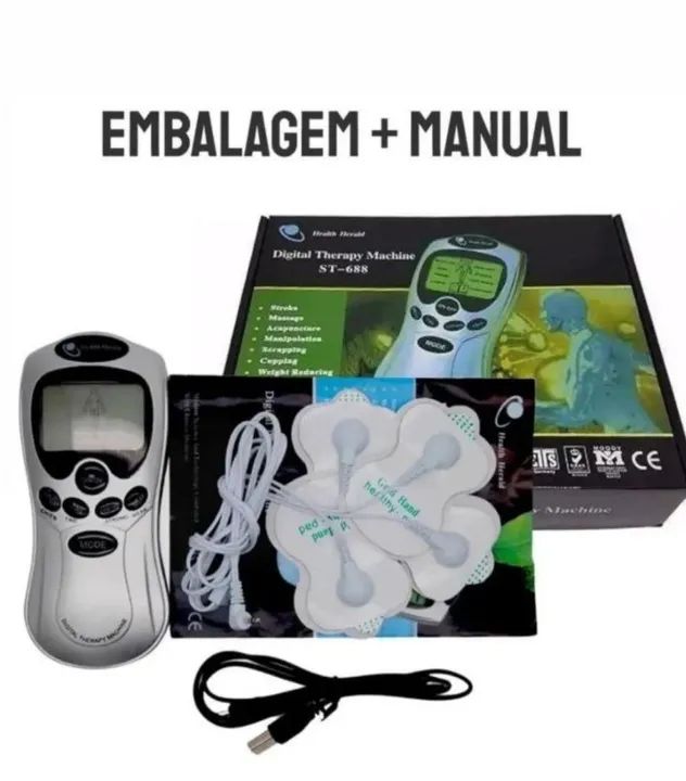 MASSAGEADOR TENS PORTÁTIL COM 4 ELETRODOS 