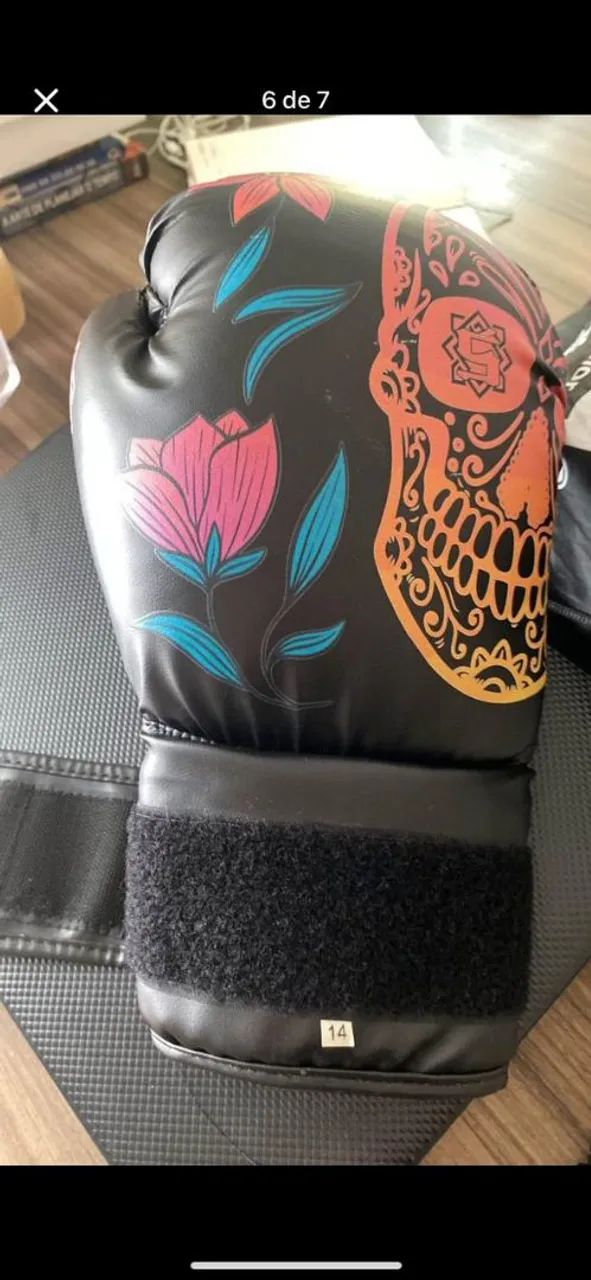 Par Luva Boxe Muay Thai Injetada Shiroi Top Rosa Florida / Preta  - Foto 6