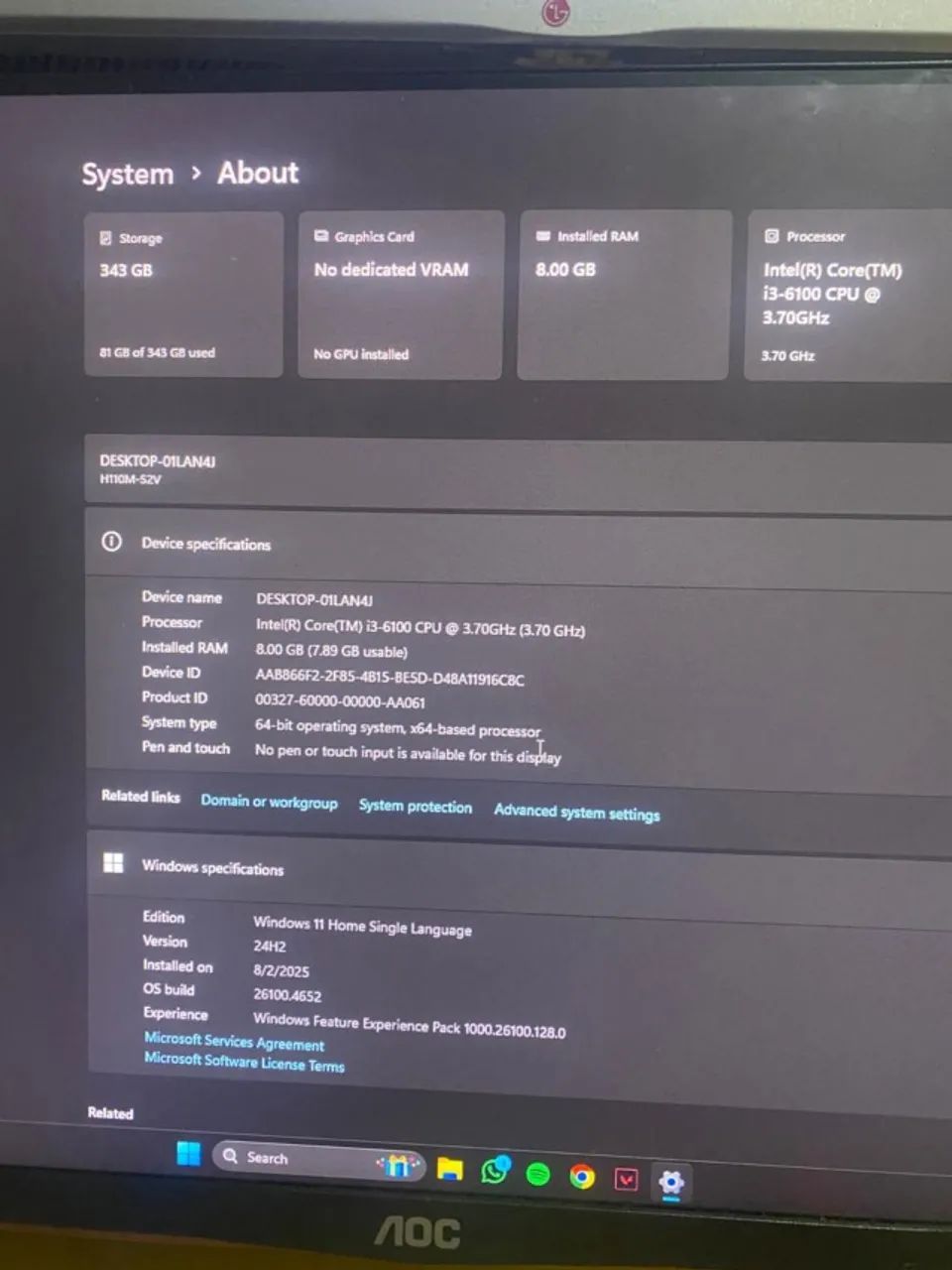 Placa Mãe GIGABYTE LGA 1151 H110M-S2V DDR4, Processador i3 6100 - Foto 3