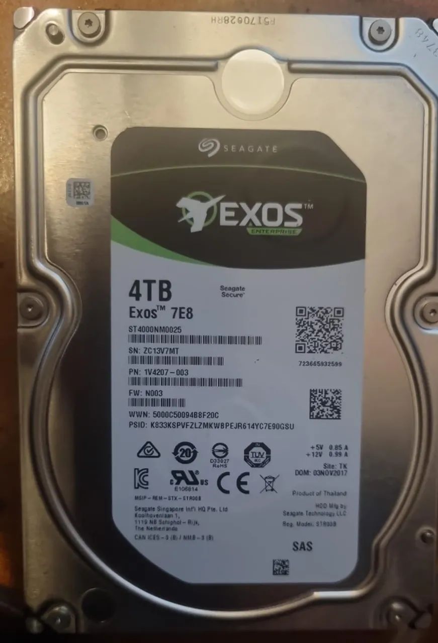 Hd Seagate Exos enterprise 4Tb St 4000nm0025 3.5" 7.2K SAS Drive P/N 1V4207-003