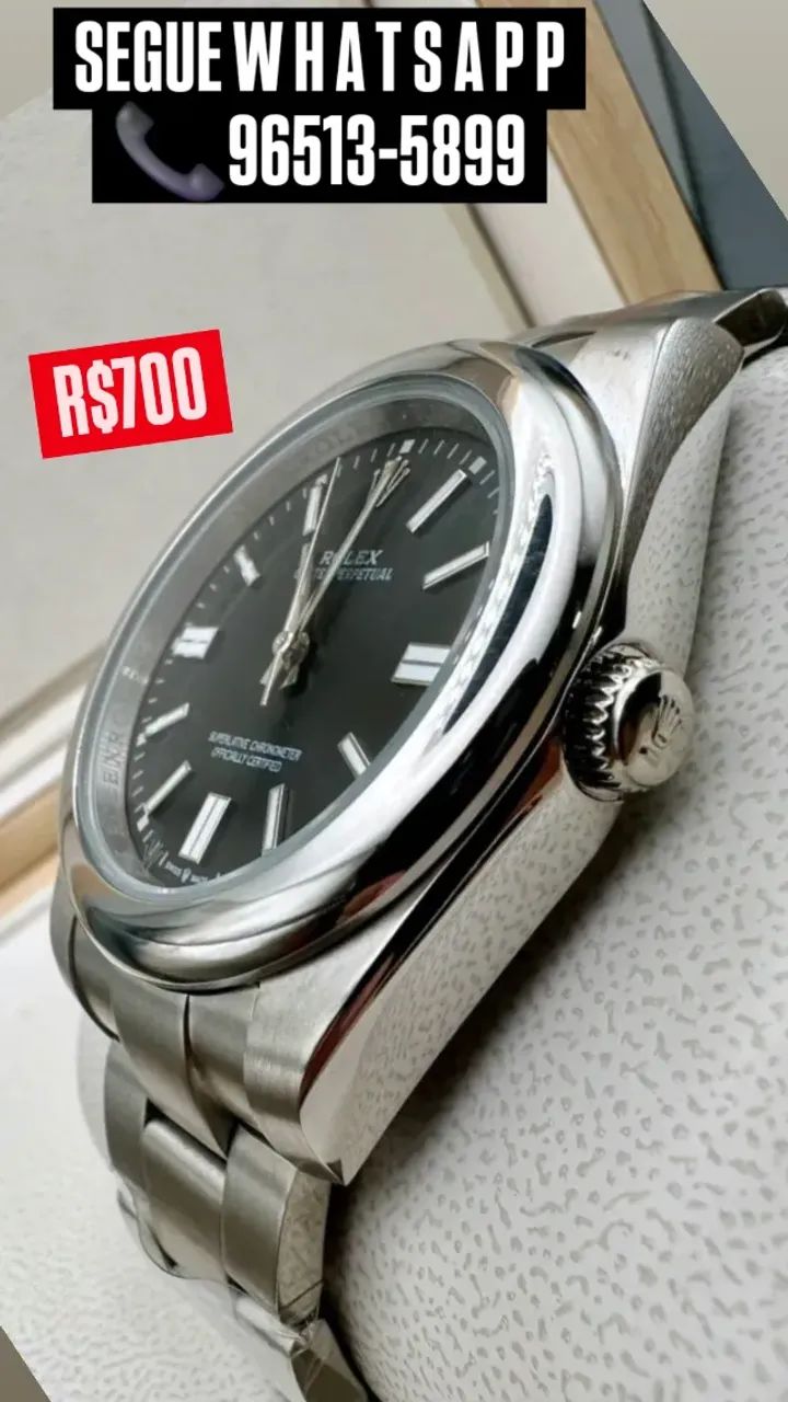 Relógio ROLEX AUTOMÁTICO OYSTER PERPETUAL MOSTRADOR PRETO  - Foto 3