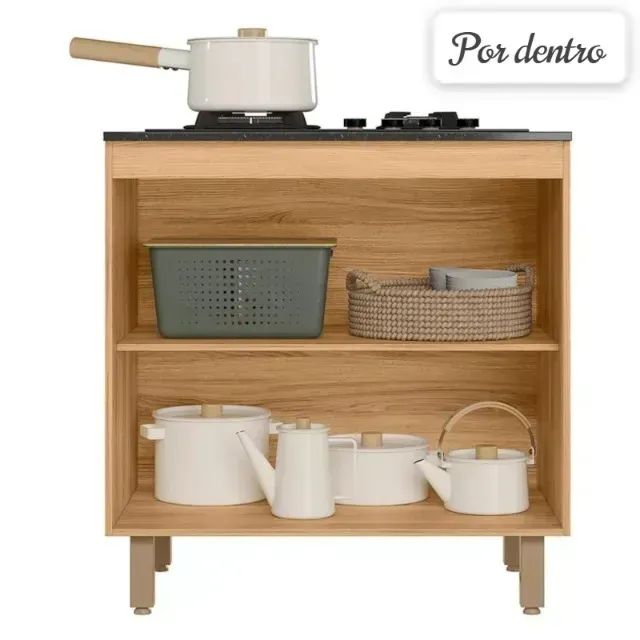 Super Oferta de Balcão Violeta para cooktop 4 ou 5 bocas Freijó/Off White - Foto 4