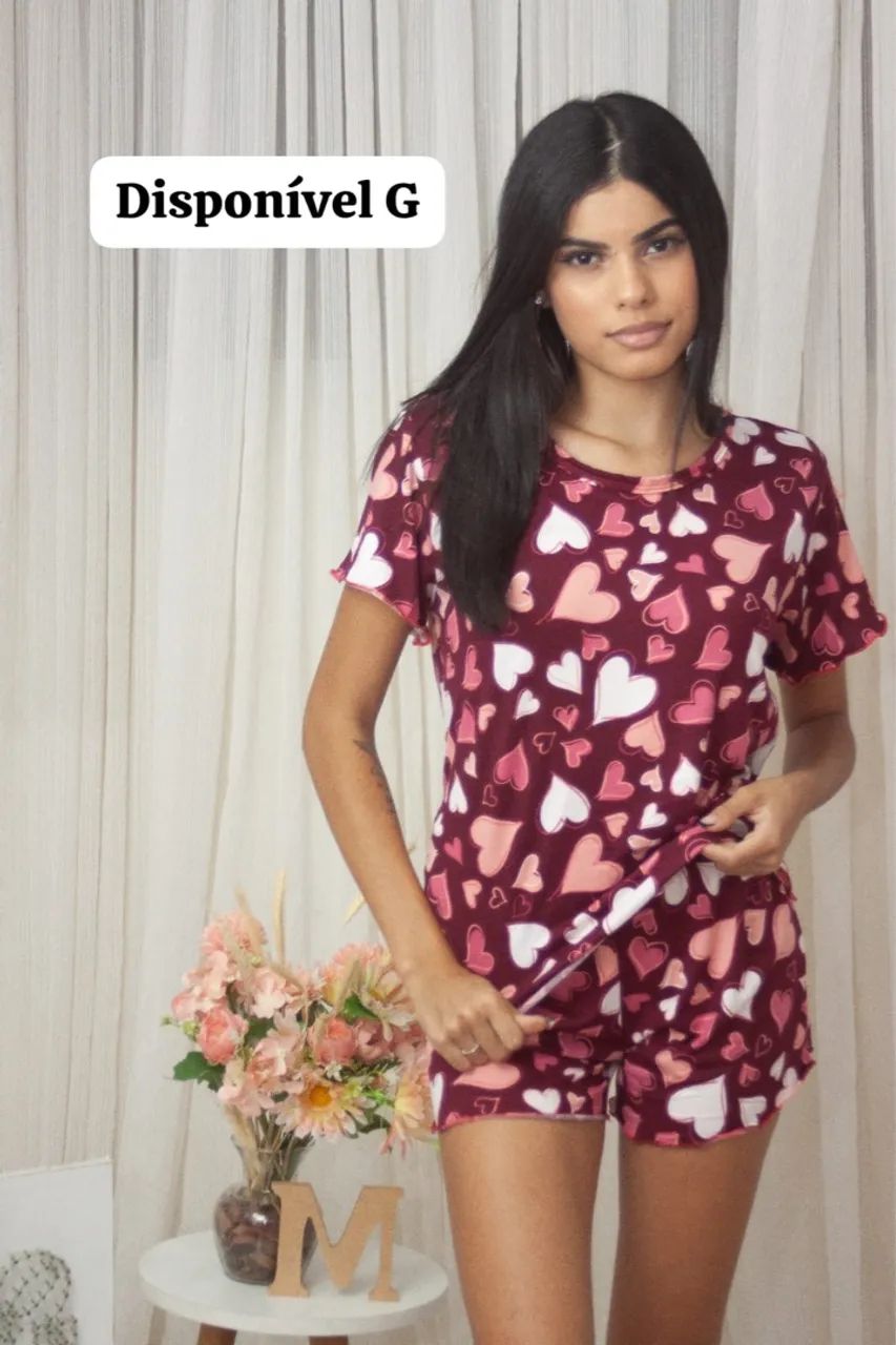 Conjunto de Pijama Feminino - Coração