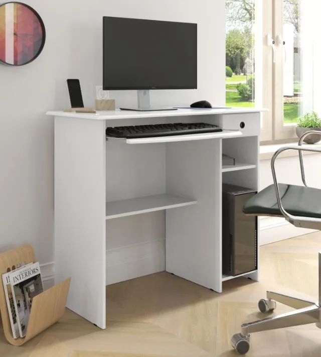 Mesa de Computador Viena Branco EJ Moveis - Entrega Rápida! 