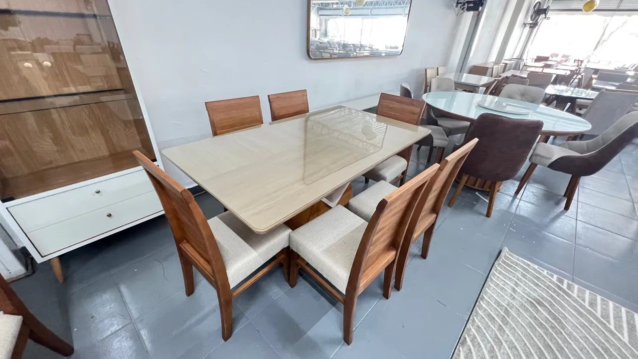 Mesa de Jantar Elegante com 6 Cadeiras de madey