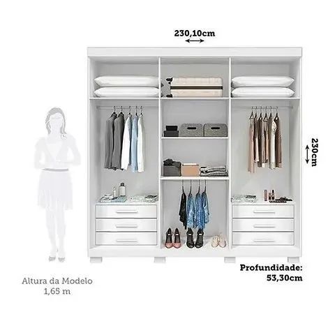 Guarda Roupa 6 Portas Eliza 100% MDF, com Espelho - ACP - Foto 4