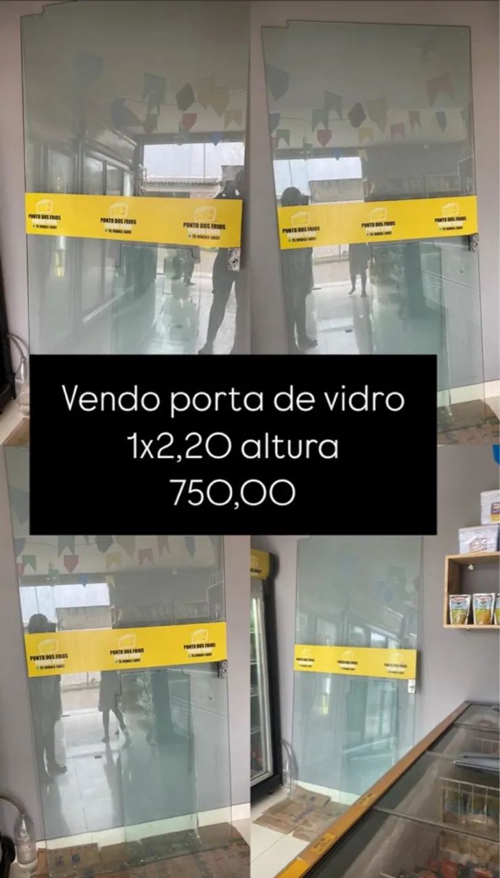 Porta de vidro 1.x 2.20 e bandeira 1.x0,30cm