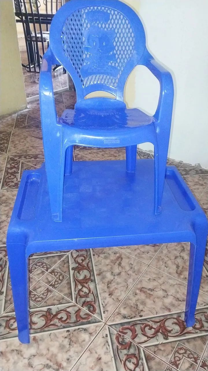 Mesa e Cadeira Infantil Azul - Foto 3