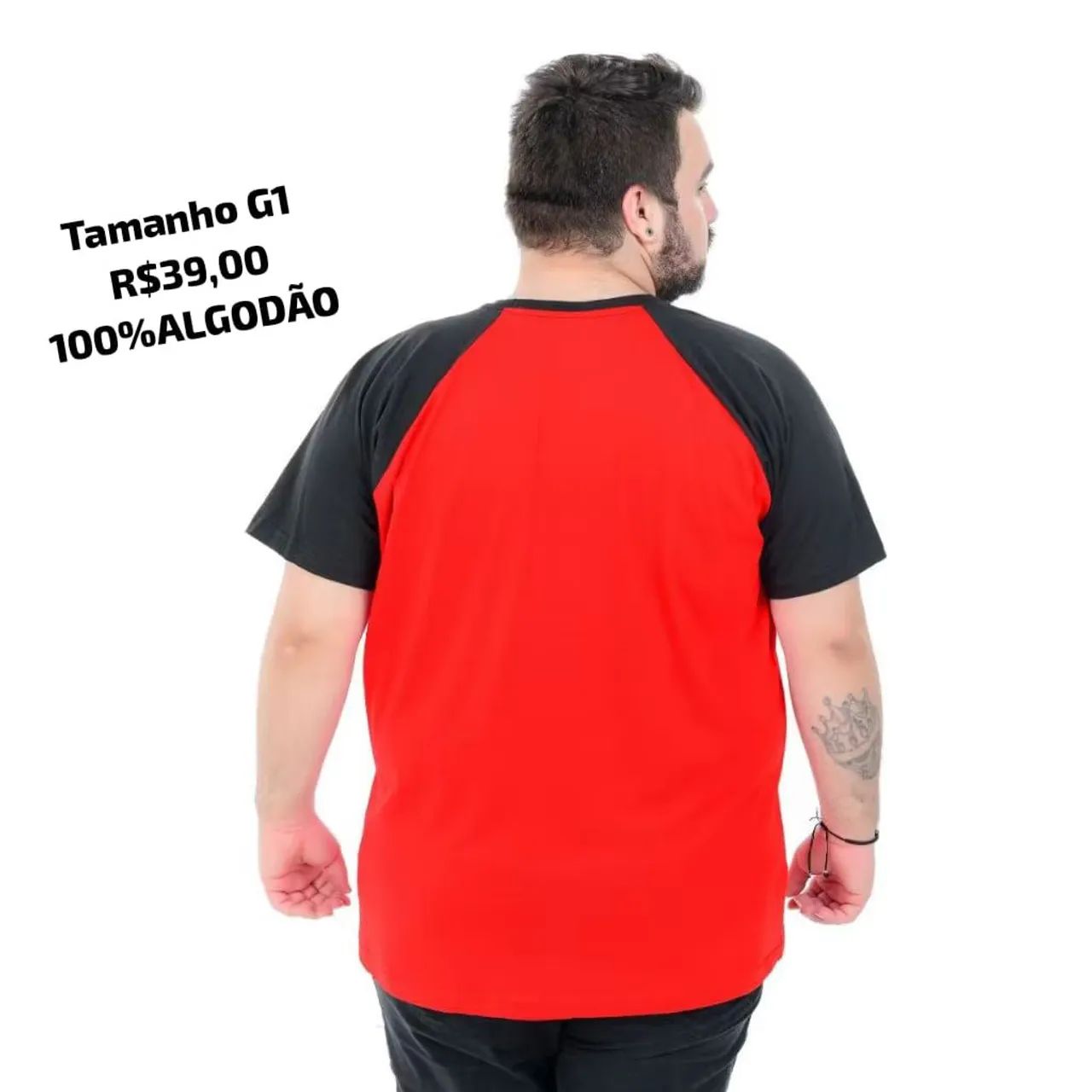 Camiseta  Vermelha e Preta G1 100% Algodão - Foto 2