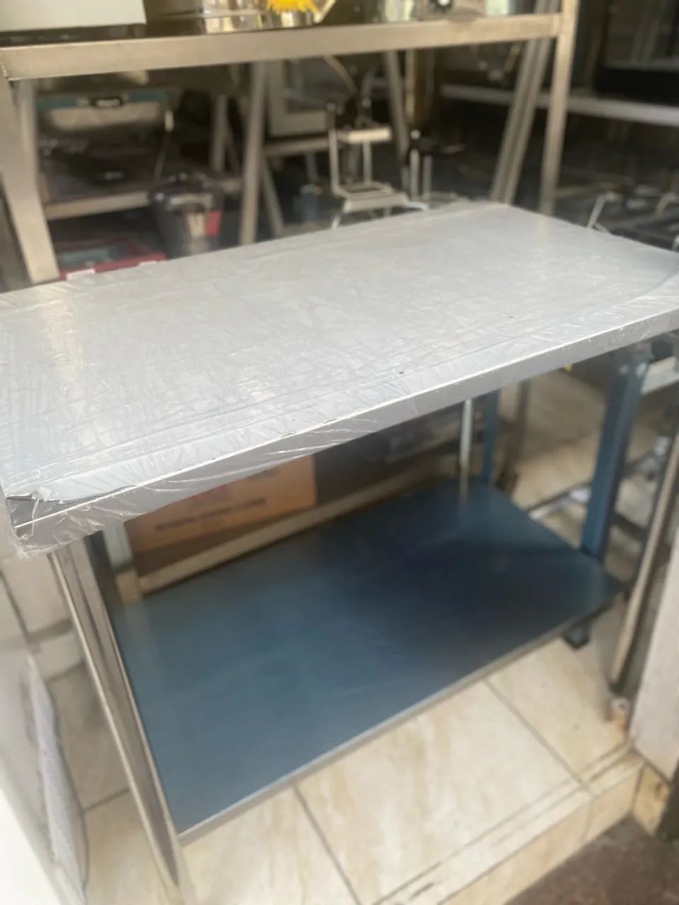 MESA DE AÇO INOX 1 M X 60 REFORÇADA 