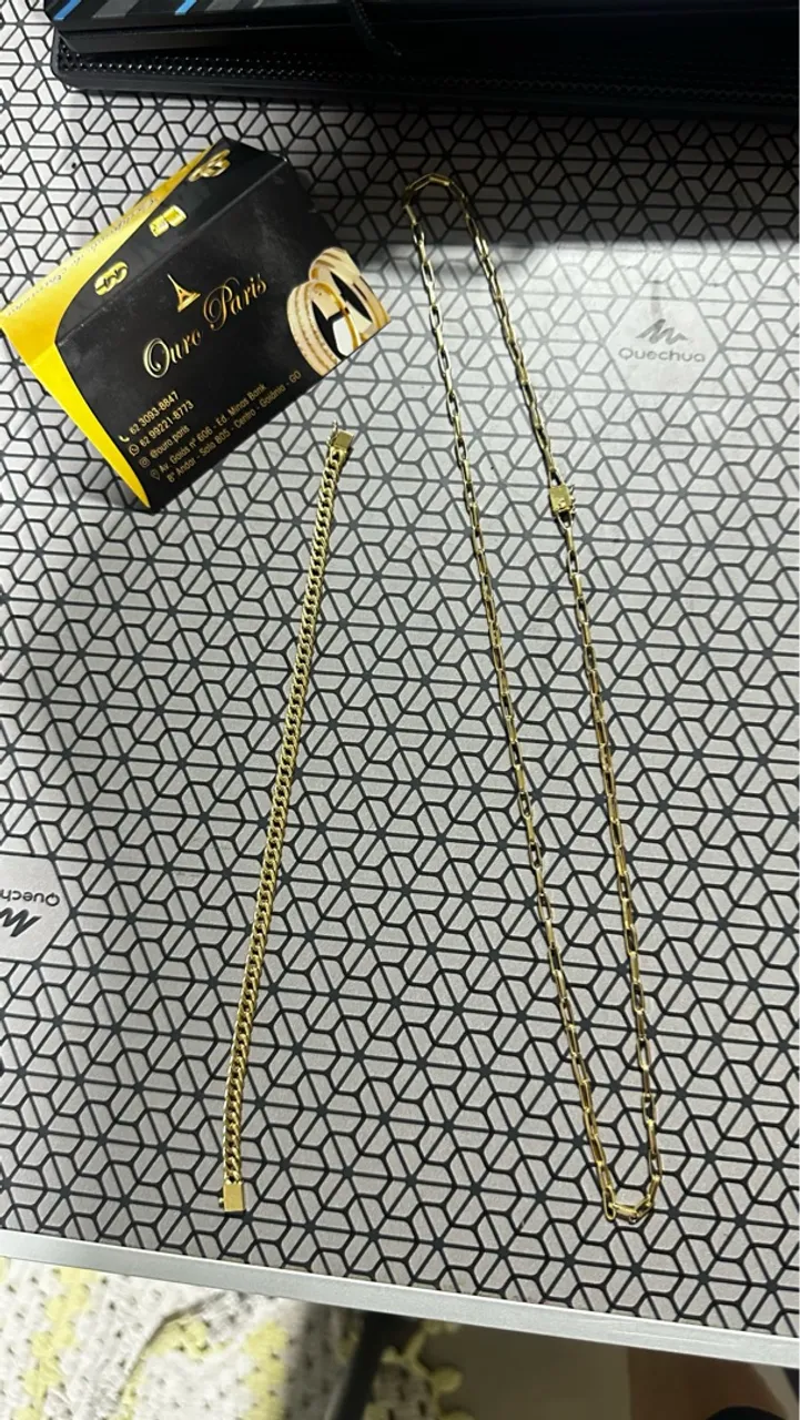 corrente e pulseira de ouro 18K