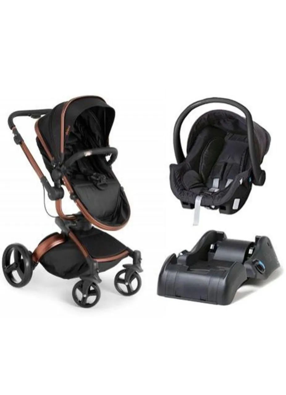 Carrinho Travel System Vulkan 360º Preto e Cobre + Bebê Conforto + Base - Dzieco