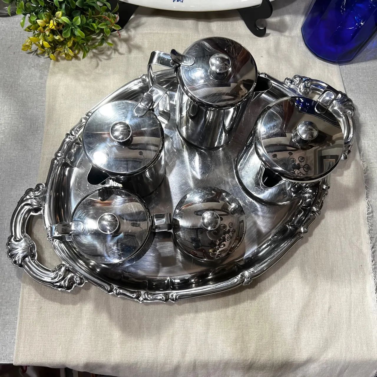 Conjunto de 5 peças para servir chá e café em inox