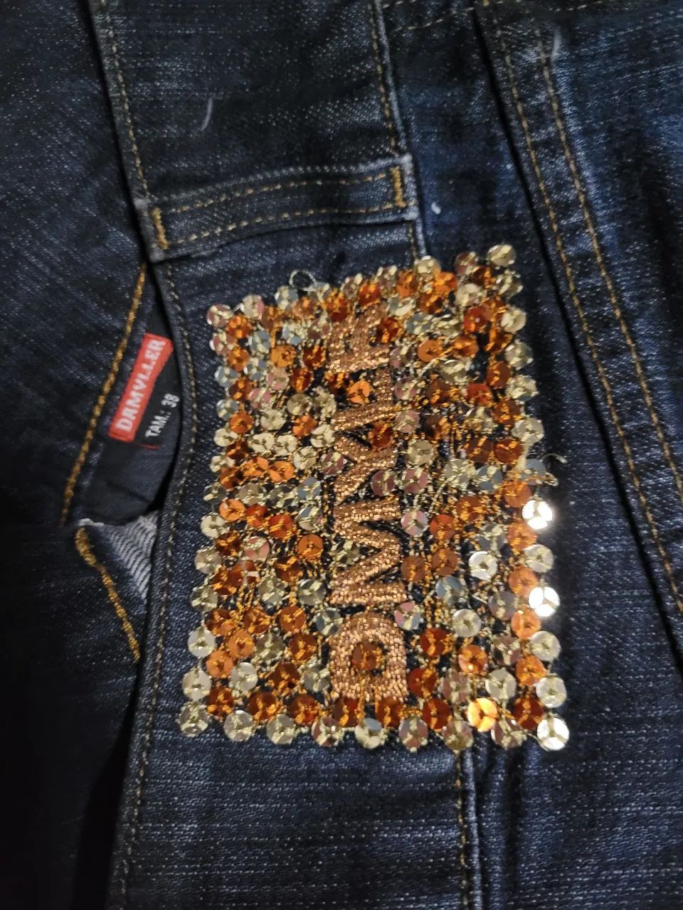 Saia Jeans Damyller Detalhe Bordado - Foto 4