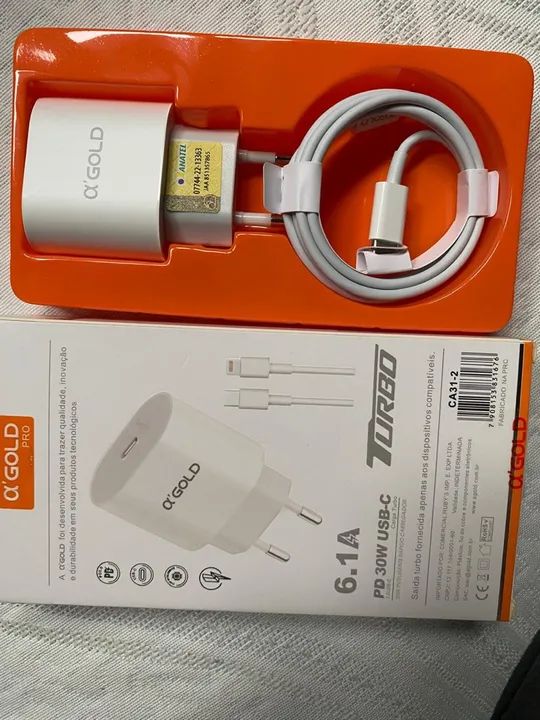 Carregador de Iphone Turbo 30W USB-C O'Gold - Novo