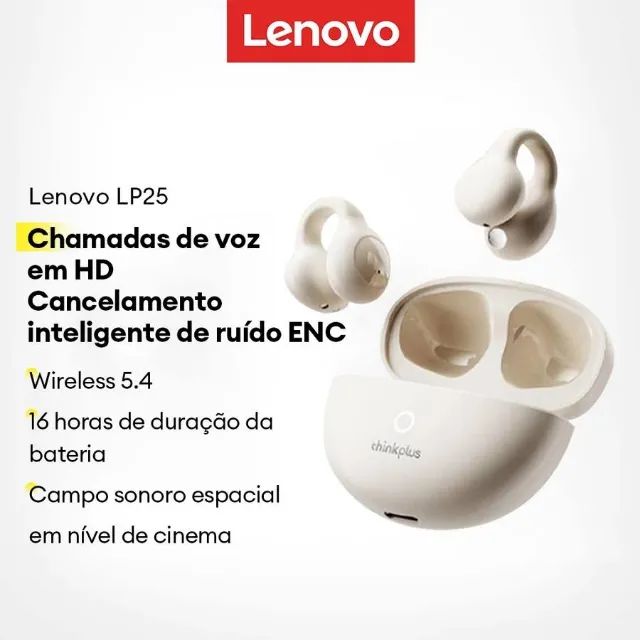 Lenovo LP25 (PRETO) Fone De Ouvido Bluetooth Uso Extralongo - Foto 2
