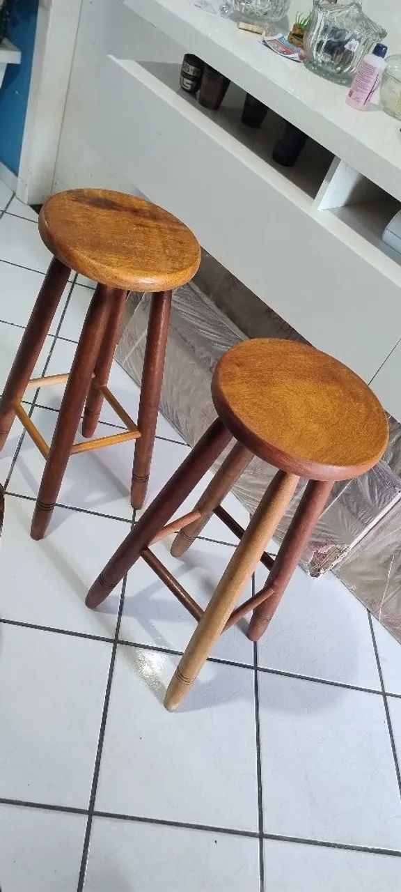 Promoção!Kit com 3 banquetas madeira maciça!449,00 - Foto 3