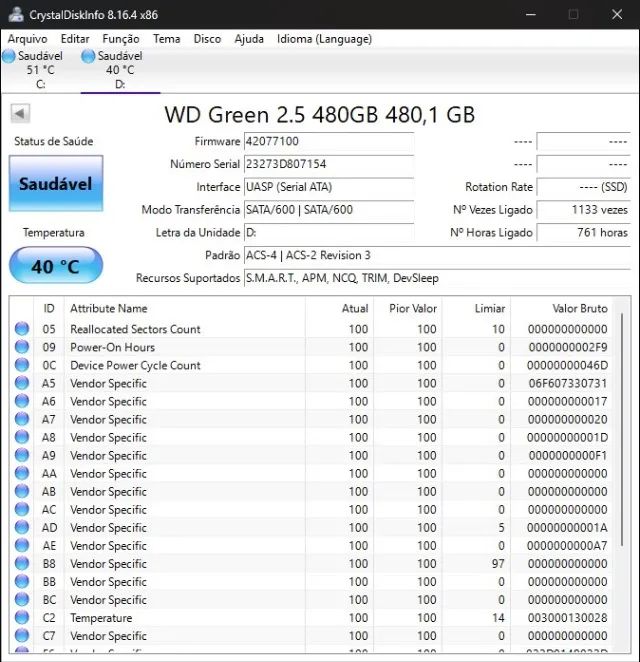 ssd sata 480gb Wd Green (100% saudavel+Windows) - Foto 4