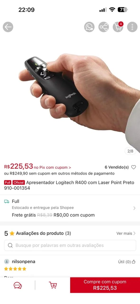Apresentador Logitech R400 Sem Fio Usb - Preto - Foto 2
