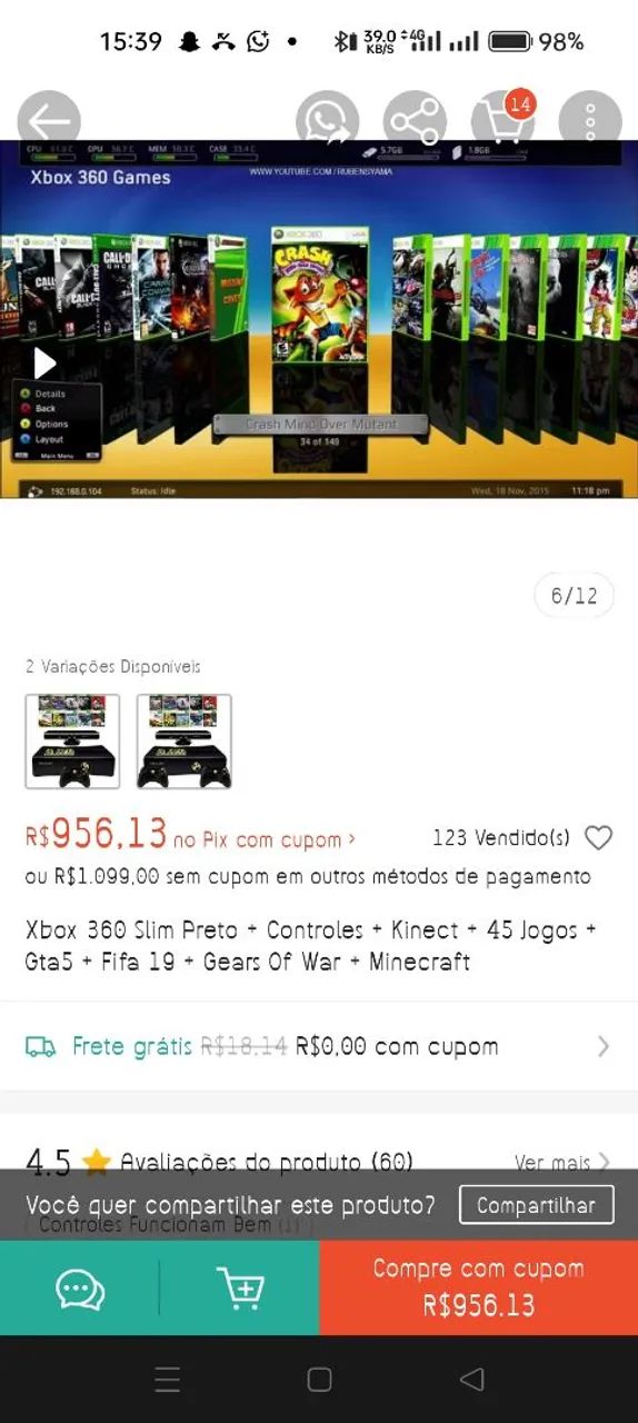 Xbox 360 desbloqueado sem controle  - Foto 5