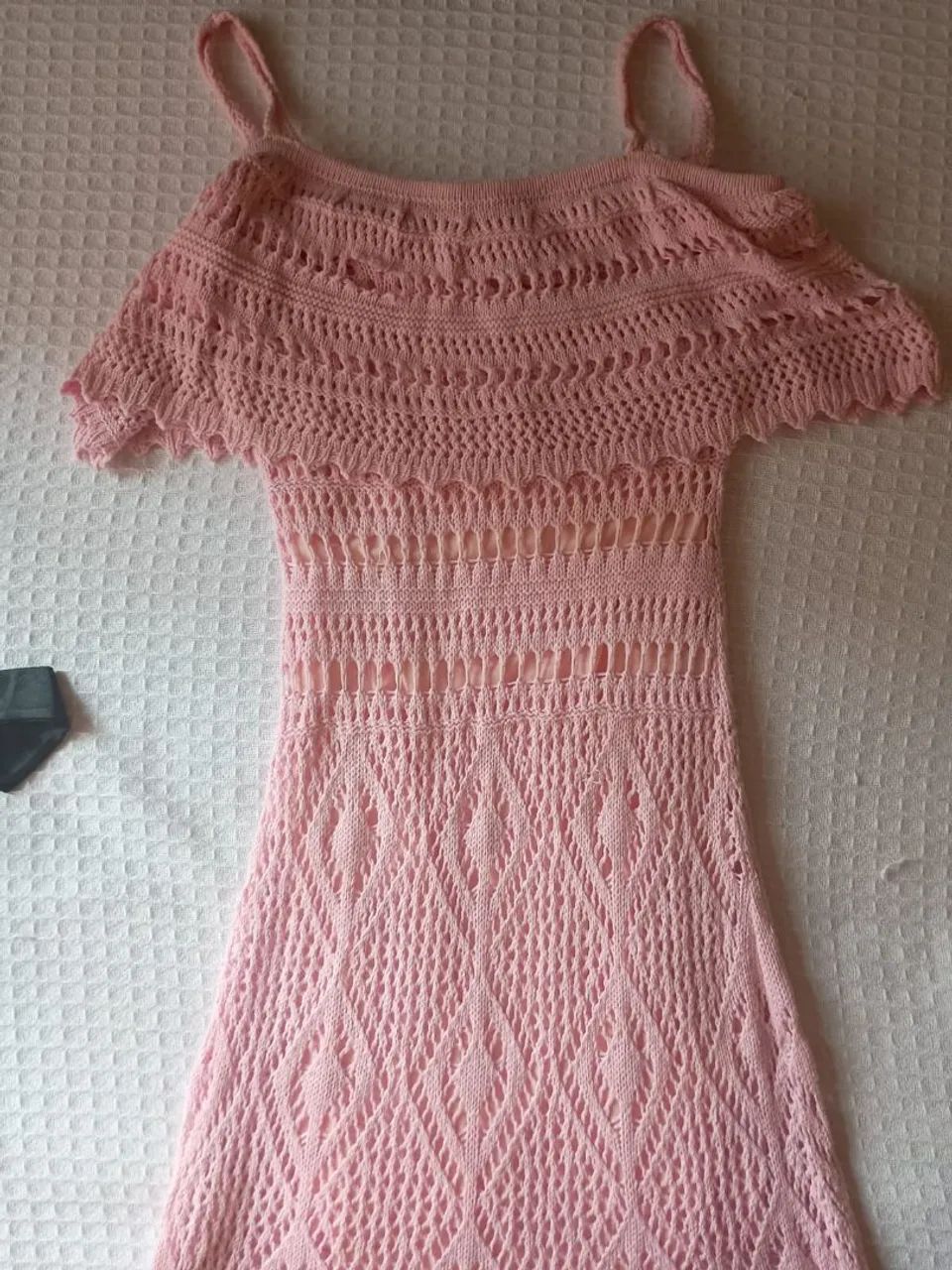 Vestido rosa de crochê  - Foto 3