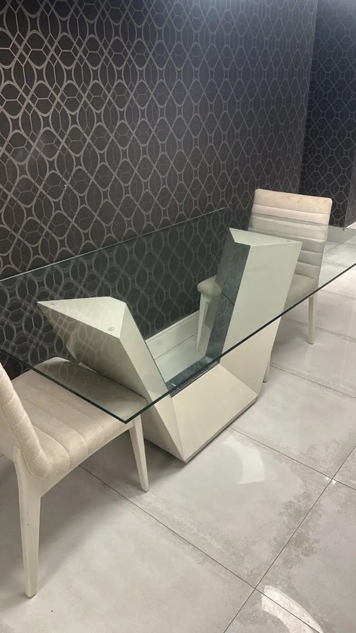 Mesa de jantar Retangular 6 cadeiras Vidro