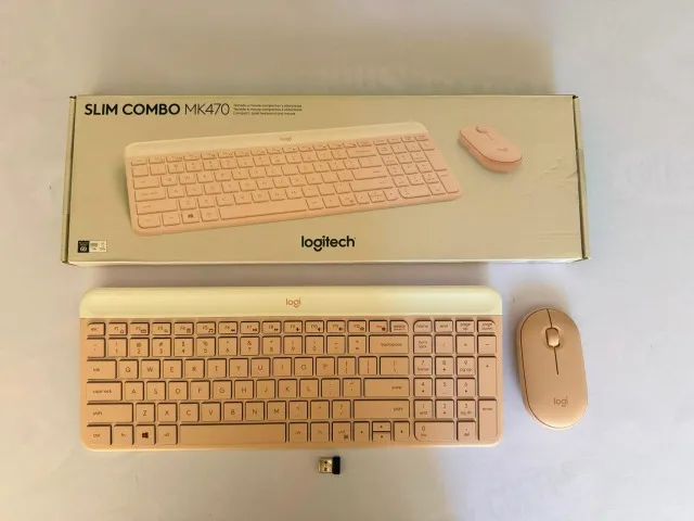 Kit Teclado e Mouse Sem Fio Logitech MK470 Slim Rosa - Usado - Foto 2
