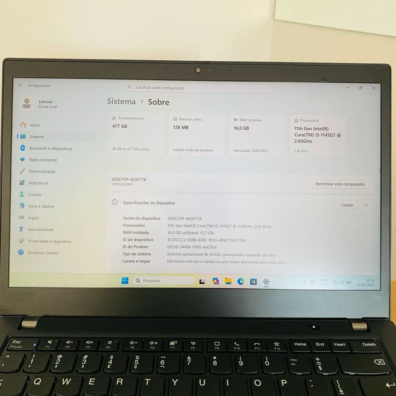 Notebook Lenovo Thinkap T480 I5 1145G7 16GB 512Nvme - Foto 4