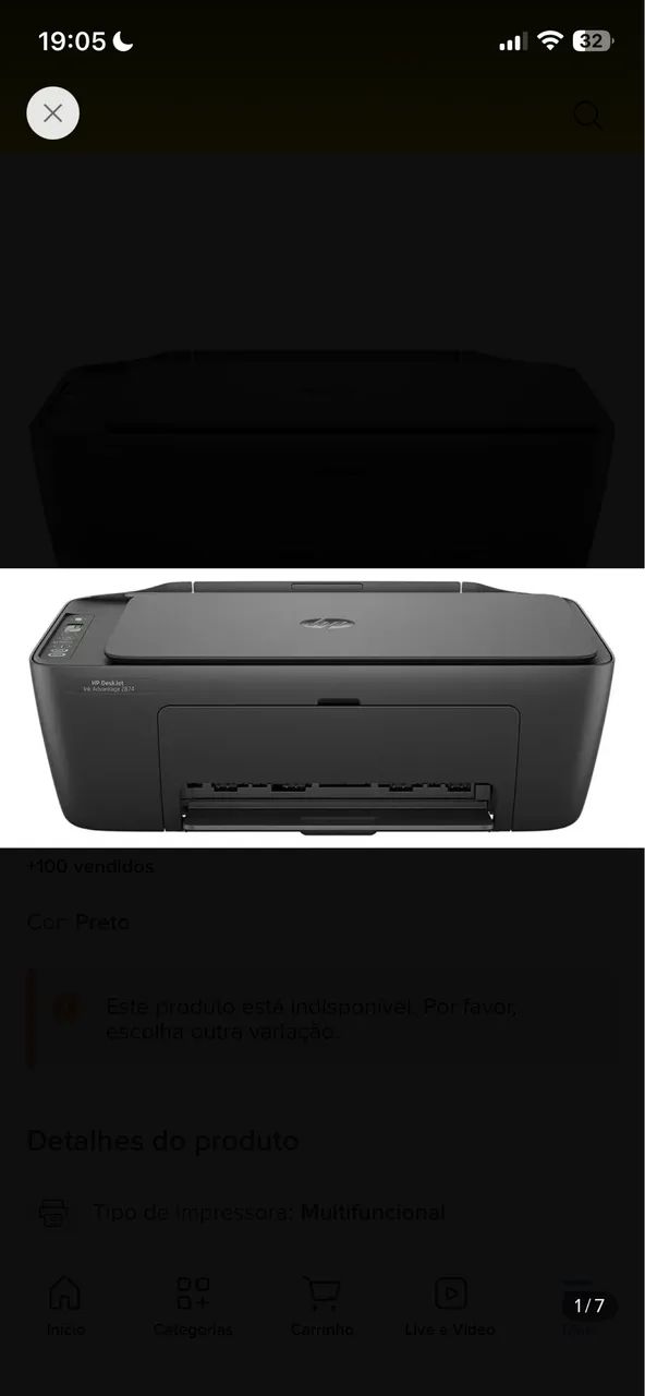 Impressora multifuncional hip deskjet ink advantage 2874