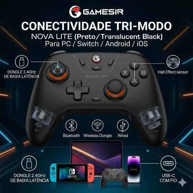 Lacrado. Controle PC Computador, iOS, Android, Nintendo Switch. Gamesir Nova Lite - Foto 3