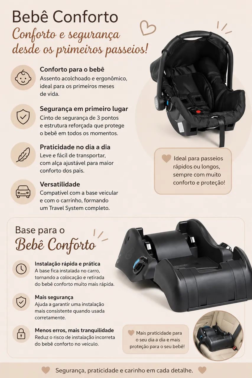 KIT CARRINHO + BEBÊ CONFORTO + BASE VEICULAR  - Foto 5