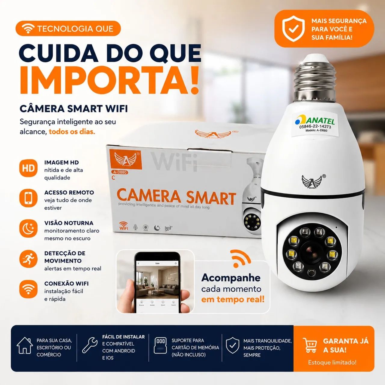 Camera Espiã estilo Lâmpada Top