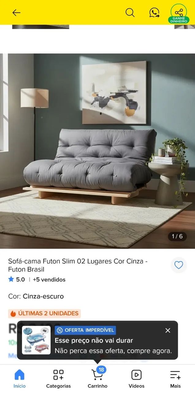 Sofa cama futon japonês  - Foto 3
