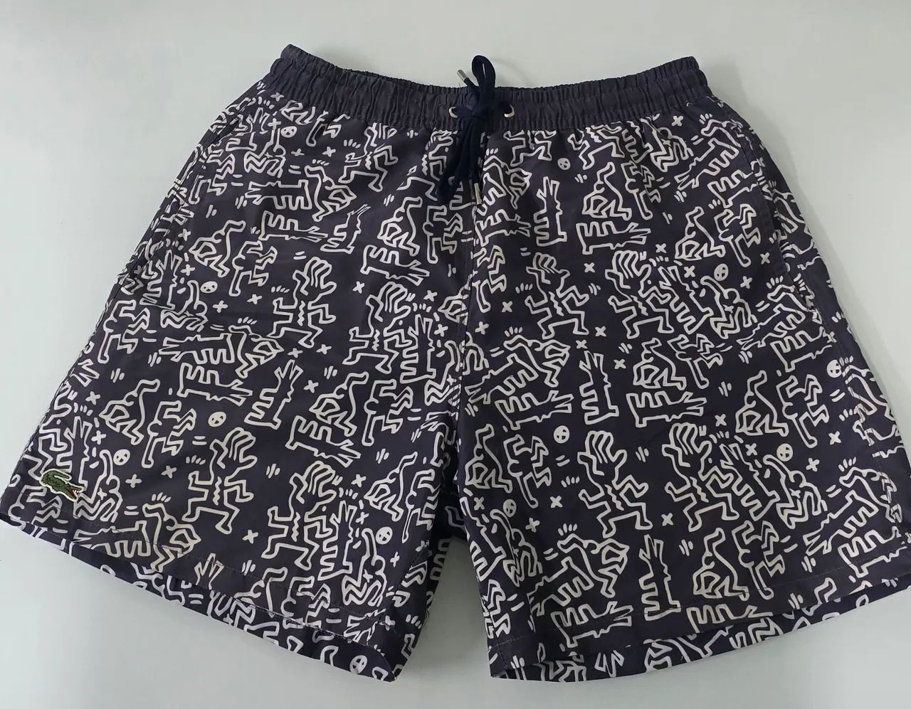 Bermuda Lacoste original classic fit M cinza 