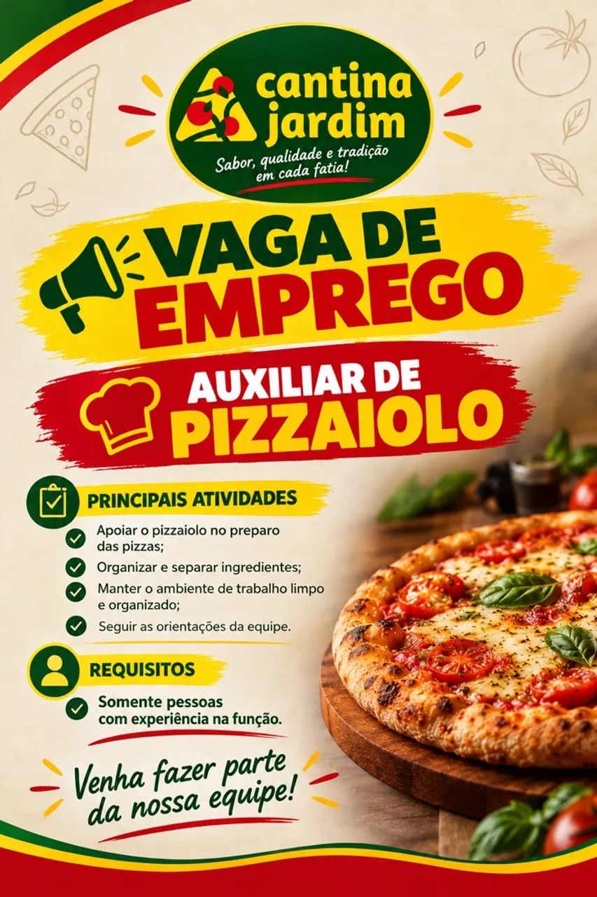 VAGA DE AUX DE PIZZAIOLO.