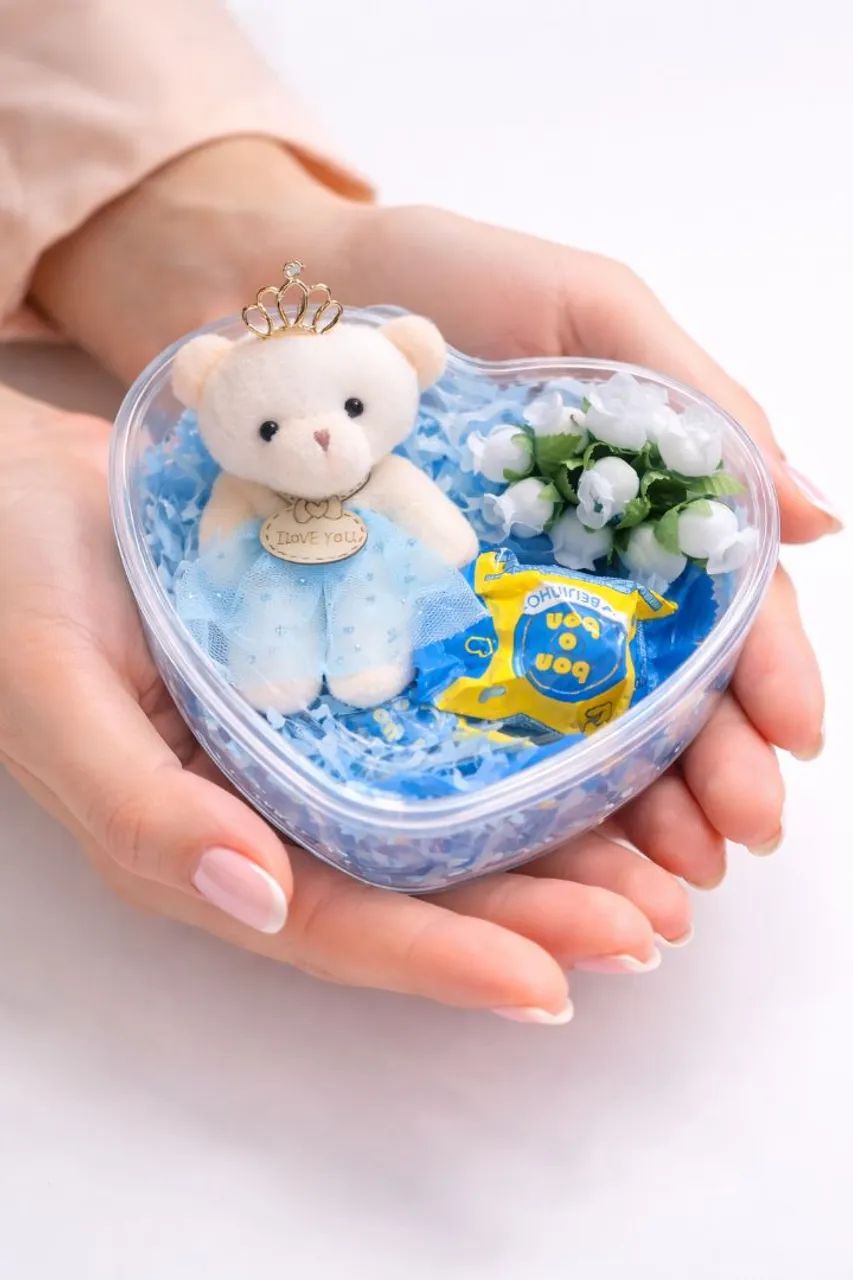 Kit presente do amor com ursinho bombom e flores <br>