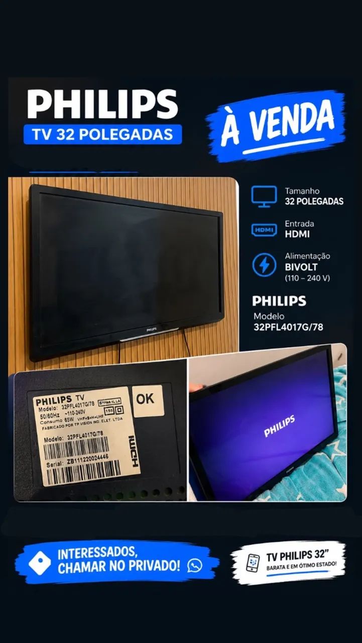    TV:Philips 32" - Modelo 32PFL4017G/78