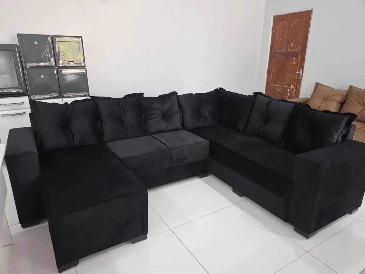 SOFÁ DE CANTO C/ CHAISE NOVO - Foto 4