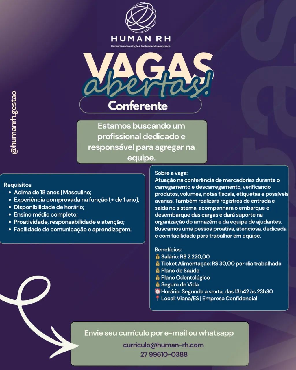 CONFERENTE | AUX DE CARG E DESCARGA - VIANA 